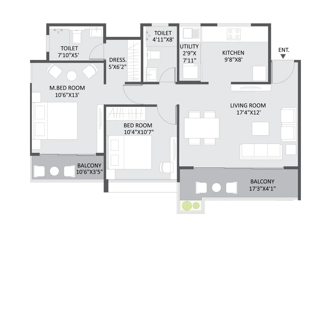 Austin Yana Tathawade 2BHK Floor Plan Image